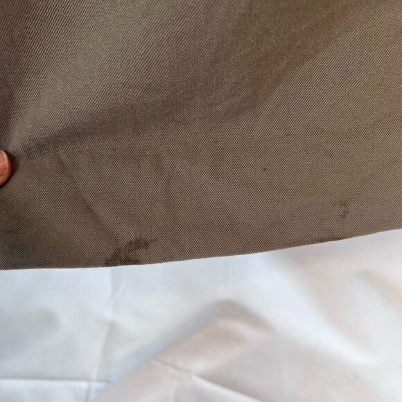 Jones New York Tan Brown 100% Pure Wool Trench Coat Button Front Petite Large - Picture 15 of 15